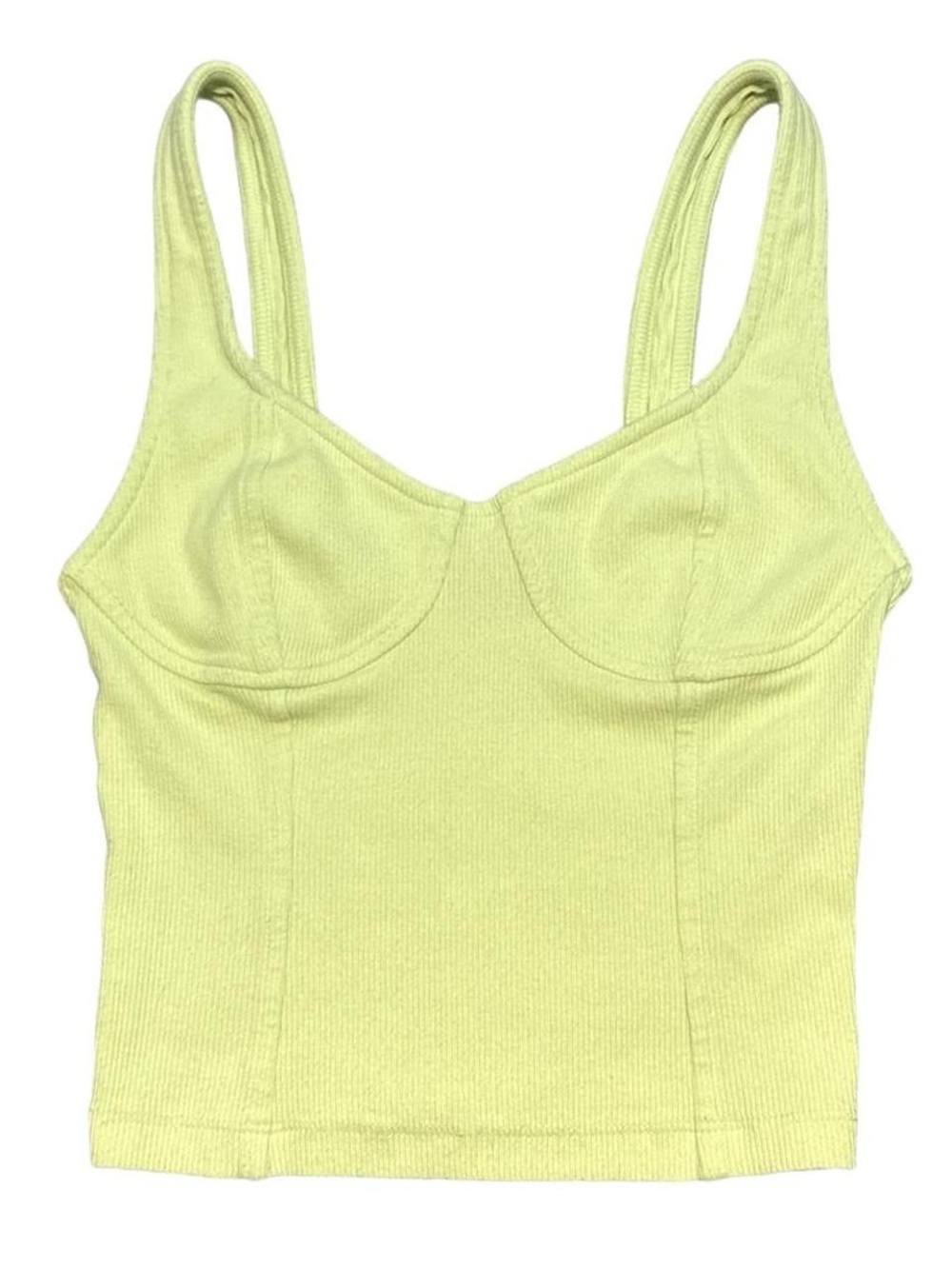 Women’s Lime Green Ribbed Bustier Tank Top